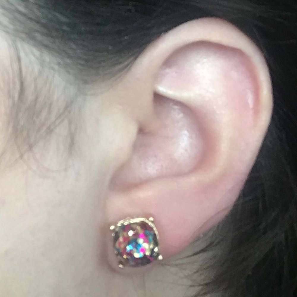 Glitter Stud Earrings - Picture 3 of 3